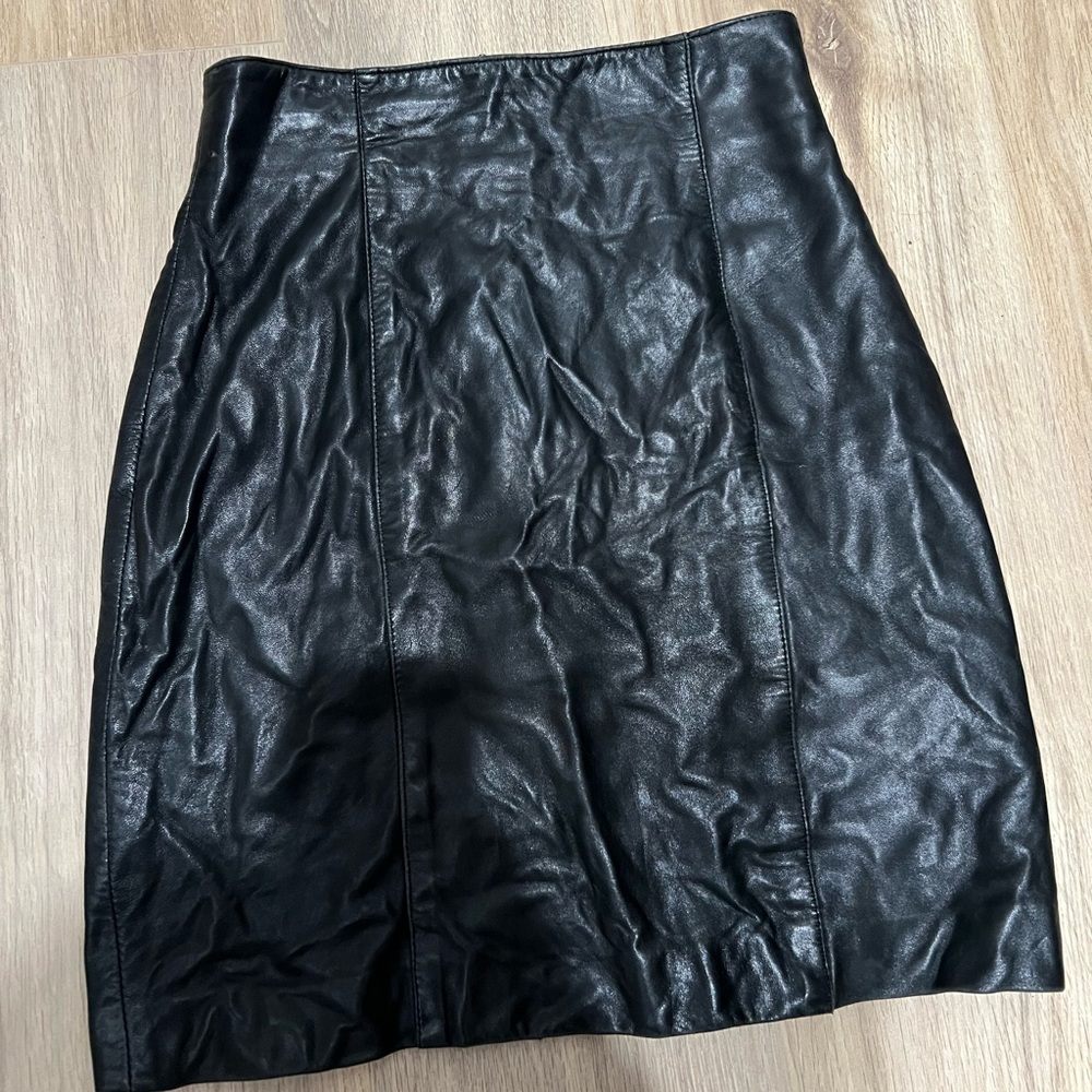 Danier Black Leather Pencil Skirt